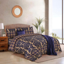 (Emma Blue, King) Luxury 4-Piece Marble & Floral Bedding Set – Soft Duvet Cover, Deep Pocket Fitted Sheet & Pillowcases – Machine Washable, Wrinkle-Resistant