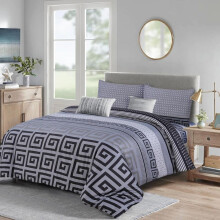 (Carla Black, Double) Luxury 4-Piece Marble & Floral Bedding Set – Soft Duvet Cover, Deep Pocket Fitted Sheet & Pillowcases – Machine Washable, Wrinkle-Resistant