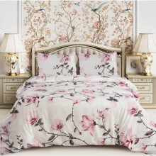 (Floral White, King) Luxury 4-Piece Marble & Floral Bedding Set – Soft Duvet Cover, Deep Pocket Fitted Sheet & Pillowcases – Machine Washable, Wrinkle-Resistant