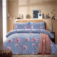 (Flora Blue, King) Luxury 4-Piece Marble & Floral Bedding Set – Soft Duvet Cover, Deep Pocket Fitted Sheet & Pillowcases – Machine Washable, Wrinkle-Resistant