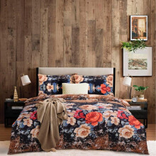 (IVY, Single) Luxury 4-Piece Marble & Floral Bedding Set – Soft Duvet Cover, Deep Pocket Fitted Sheet & Pillowcases – Machine Washable, Wrinkle-Resistant