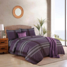 (Graphite Check, King) Luxury 4-Piece Marble & Floral Bedding Set – Soft Duvet Cover, Deep Pocket Fitted Sheet & Pillowcases – Machine Washable, Wrinkle-Resistant