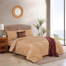 (Marble Beige , King) Luxury 4-Piece Marble & Floral Bedding Set – Soft Duvet Cover, Deep Pocket Fitted Sheet & Pillowcases – Machine Washable, Wrinkle-Resistant