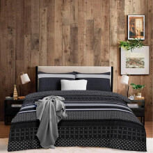 (Stripe Black , King) Luxury 4-Piece Marble & Floral Bedding Set – Soft Duvet Cover, Deep Pocket Fitted Sheet & Pillowcases – Machine Washable, Wrinkle-Resistant