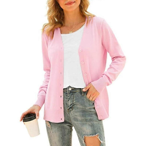 (M, blue) Women's Basic Long Sleeve Button Front Cardigan Sweater Knit Coat Tops Outerwearp 2