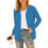 (XL,lake blue)Women's Basic Long Sleeve Button Front Cardigan Sweater Knit Coat Tops Outerwearp 1
