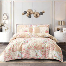 (Meadow , Super King) Premium Microfiber Printed Duvet Quilt Cover Set – Floral Patchwork Bedding, Single to Super King