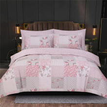 (Patchwork Grey, Super King) Premium Microfiber Printed Duvet Quilt Cover Set – Floral Patchwork Bedding, Single to Super King