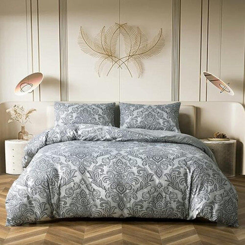 (Patchwork Blue, Single) Premium Microfiber Printed Duvet Quilt Cover Set – Floral Patchwork Bedding, Single to Super King 2