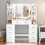 Large Dressing Table with 7 Drawers +8 open shelves &LED Dimmer Mirror 1