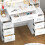 Large Dressing Table with 7 Drawers +8 open shelves &LED Dimmer Mirror 7