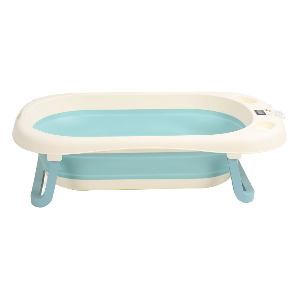 Collapsible Baby Bathtub Temperature Sensing Drain Green