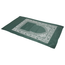 Muslimischer Gebetsteppich 60x100cm mit Eisen-Ecken & Kompass für Reisen, Outdoor, Grün
