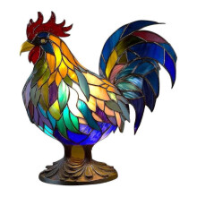 (cock) Animal Table Lamp Stained Resin Stained Night Light Retro Desk Lamps Xmas Gift