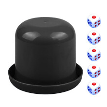 Dice Cup Set with Lid - 5 Sieve Black Shaker Cups for Improved Grip Experience in Family Gathering Games