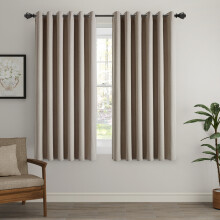 (Mink, 46" X 54" - (117cm x 137cm)) Thermal Insulated Curtains 100% Blackout Ring-Top Eyelet Curtain Panel with Tiebacks