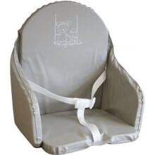 Almofada para cadeira alta para bebê LOOPING | PVC impermeável, tiras, fabricado na França | Cinza