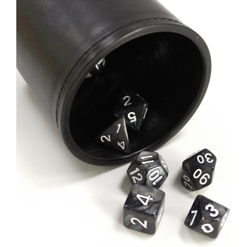PU Leather Dice Cup, Gaming Shaker Container, Party Tabletop Game Accessory, Durable Black Design 1