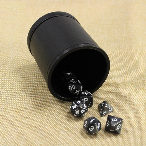 PU Leather Dice Cup, Gaming Shaker Container, Party Tabletop Game Accessory, Durable Black Design 2