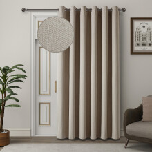 (Mink, 66" X 84" - (168cm x 210cm)-Single Panel Door Curtain.) Thermal Insulated Curtains 100% Blackout Ring-Top Eyelet Curtain Panel with Tiebacks