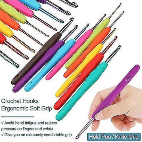 (Fortuna cat) Ergonomic Crochet Set 5 Rolls Yarn Knitting Needles Kit For Starters (1set) EYJ 1