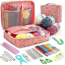 (Fortuna cat) Ergonomic Crochet Set 5 Rolls Yarn Knitting Needles Kit For Starters (1set) EYJ