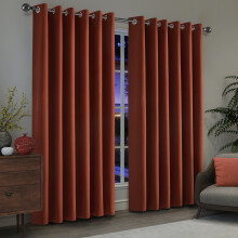 (Rust, 90" X 90" - (228cm x 228cm)) Thermal Insulated Curtains 100% Blackout Ring-Top Eyelet Curtain Panel with Tiebacks