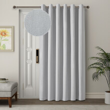 (Silver, 66" X 84" - (168cm x 210cm)-Single Panel Door Curtain.) Thermal Insulated Curtains 100% Blackout Ring-Top Eyelet Curtain Panel with Tiebacks
