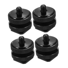 Hot Shoe Adapter Tripod Screw 1/4 Inch Double Screw Pack of 4 for Camera Clamp Mount and Rig Accessories