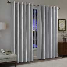 (Silver, 90" X 90" - (228cm x 228cm)) Thermal Insulated Curtains 100% Blackout Ring-Top Eyelet Curtain Panel with Tiebacks