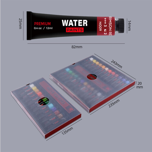 Aquarellfarben-Set 12 Farben, 12 ml, tragbar 1