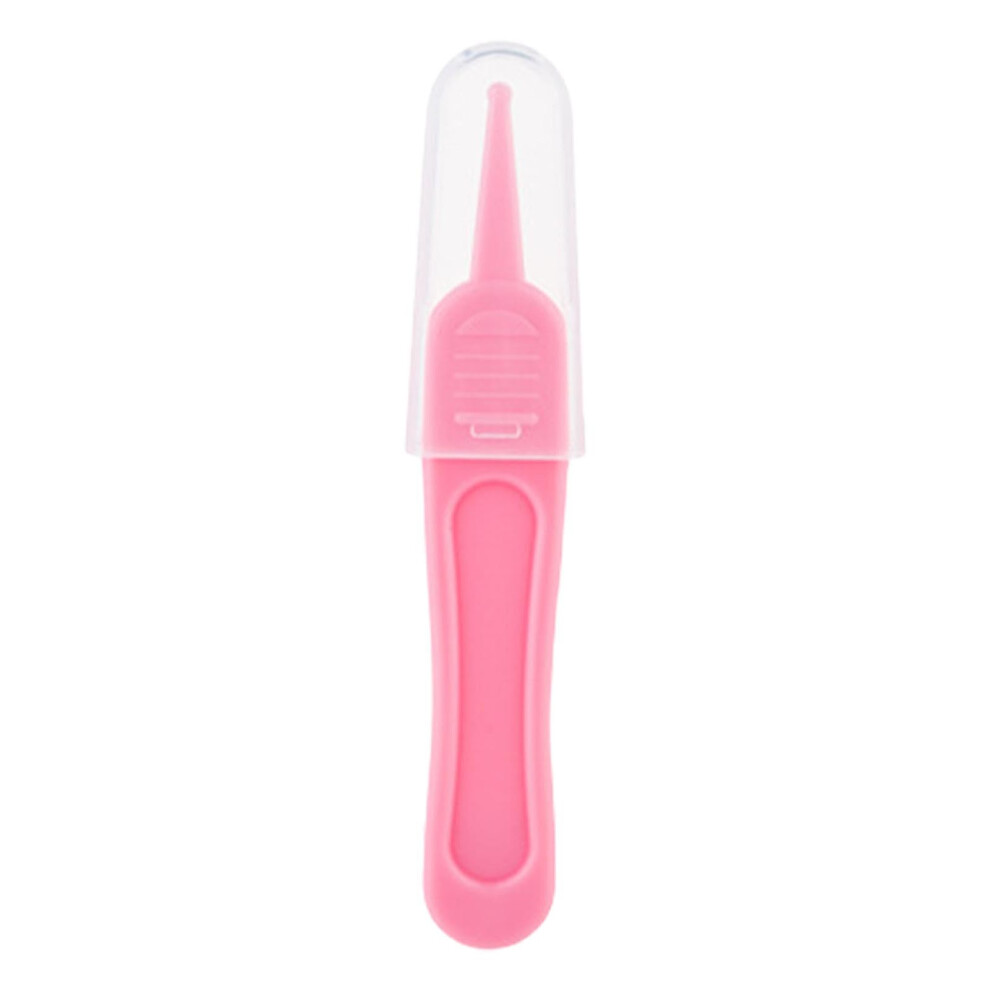 Booger Remover for Toddlers, Safe Booger Picker Tweezers with Round Head, Pink Nose and Ear Device with Clear Cover