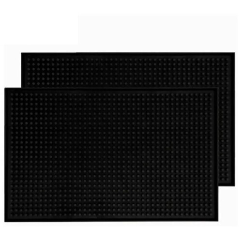 2 Pcs Bar Service Mat Black Waterproof Heat 1