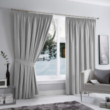 (46 x 54 inch (3.8ft x 4.5ft), Silver) Blackout Pencil Pleat Curtains with Tie Backs-Thermal Insulated Curtain for Bedroom Livingroom