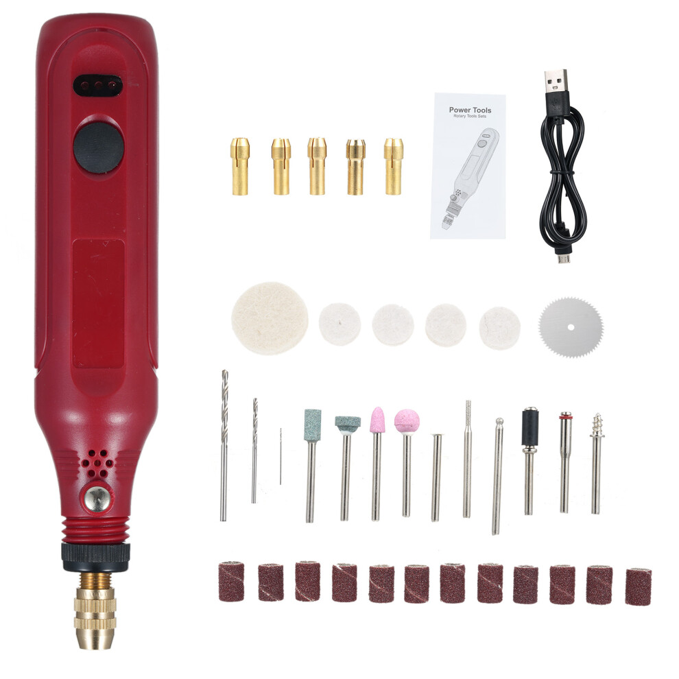 Mini Rotary Tool Kit 3.7V 2000Mah, 36Pcs Accessories, 147Mm Red/Black 9371345441195