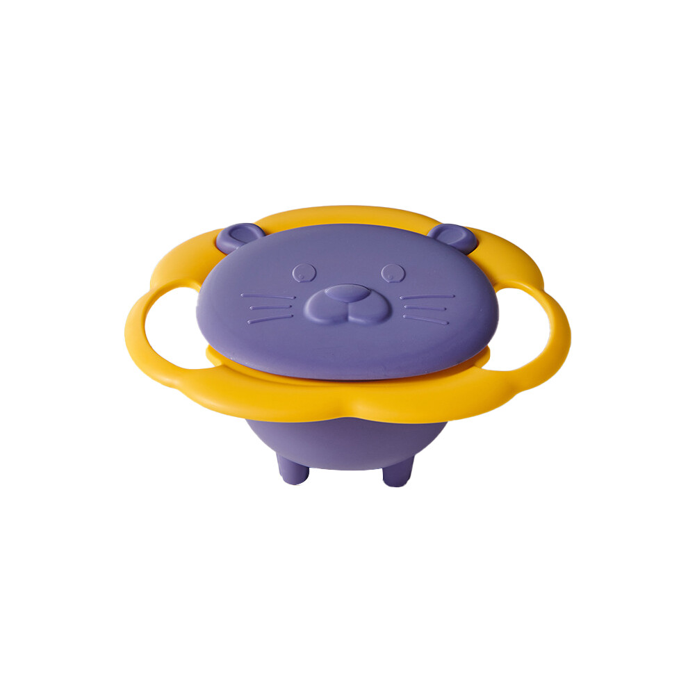 Children Rotation Spill Resistant Bowl Feeding 360 Purple