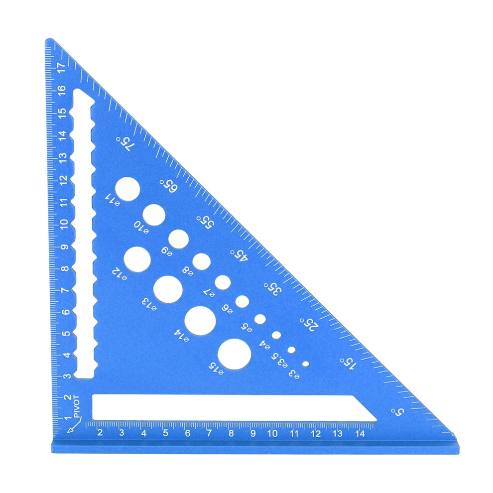 7 Inch Aluminum Triangle Ruler Woodworking Layout Tool Blue 9401345443056