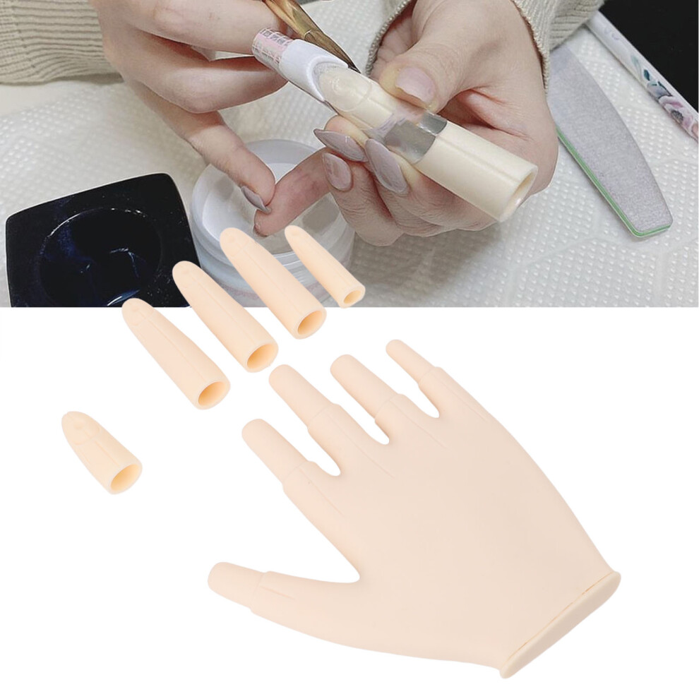 Flexible Soft Rubber Practice Hand for Acrylic Nail Art, Movable Joints