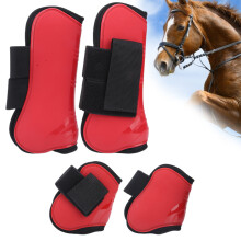 Reitpferd Beinenschuhe Stall-Stärke Bänderschutz mit dicker PU-Hülle, rot, L