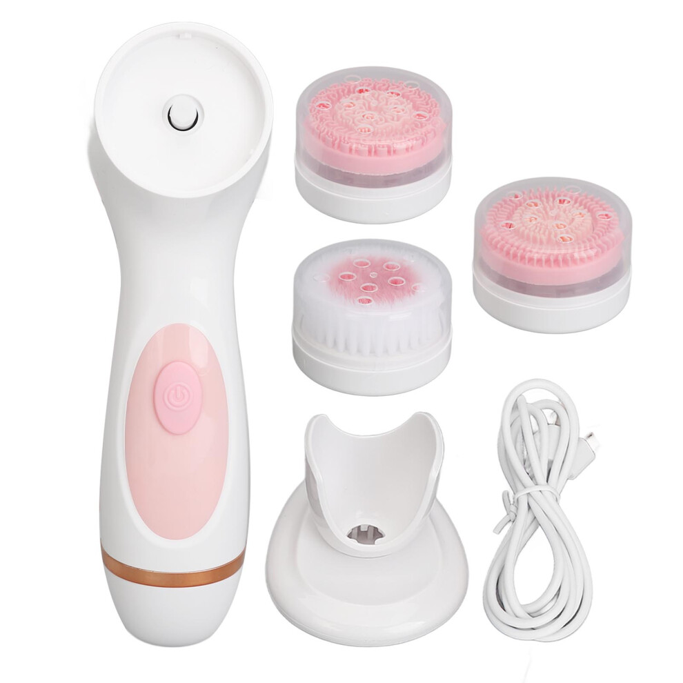 Pink Electric Facial Cleansing Brush Silicone Pore Deep