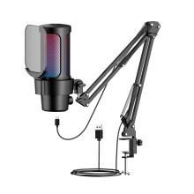 USB Gaming Microphone M8-35 RGB, 14.5cm, Black/White/Pink