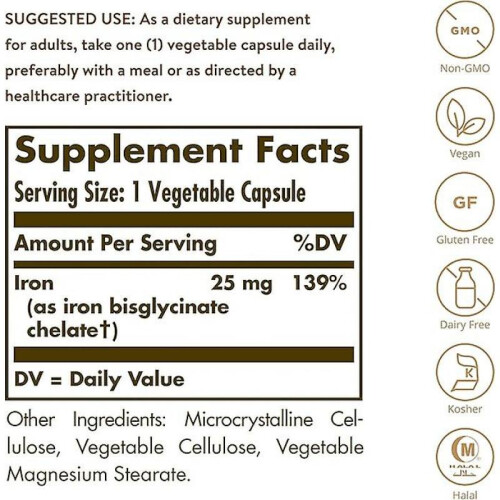 Solgar Gentle Iron Unflavored 180 Veg Capsules 2