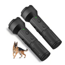 Ultrasonic Anti-Barking Device Pack of 2 with Flashlight Mode, 3 Adjustable Frequencies for Small Medium Large Dogs Indoor Outdoor
