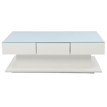 Modern White Coffee Table Tempered Glass Side