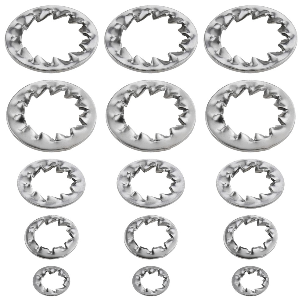 304 Stainless Steel Internal Tooth Washers, 150 Pack, DIN6798J for M4/M6/M8/M10/M12, Furniture Repair, Outdoor Use, Electrical Maintenance-image-OPC-PK7GC7C-NEW