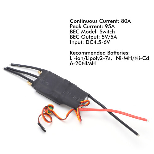 80A Wasserkühlung bürstenloser ESC für RC-Boot, 5V/5A SBEC 2
