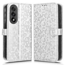 (Silver) For OnePlus Nord 5 5G Wallet Case Dot Pattern Imprint PU Leather Phone Cover with Wrist Strap