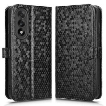 (Black) For OnePlus Nord 5 5G Wallet Case Dot Pattern Imprint PU Leather Phone Cover with Wrist Strap