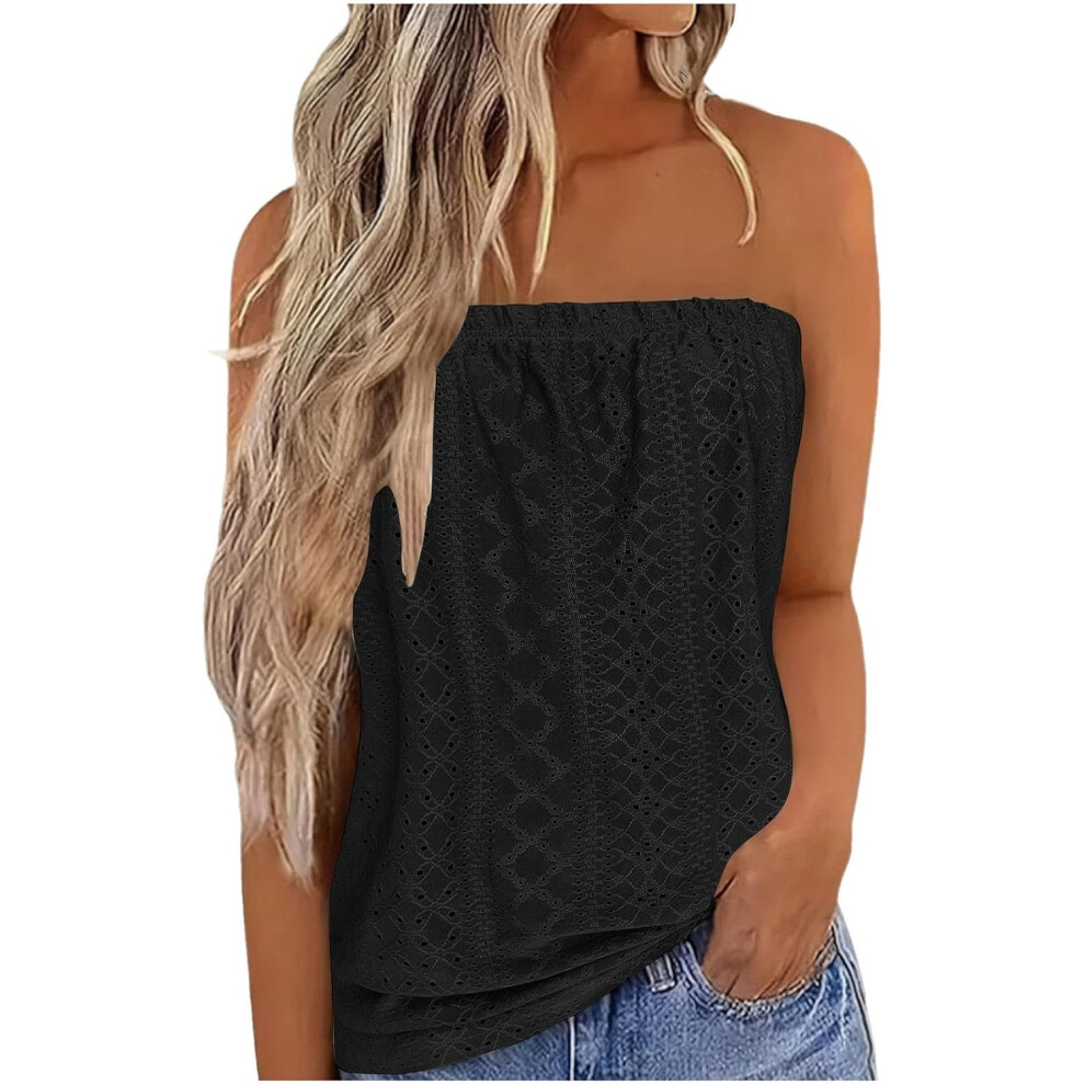 (Xxl, 001* ) Vest For Women Promotion Boho Tops Strapless Bandeau Tank Tops Summer Casual Sleeveless Tube Shirt Blouse Tanks Summer Tank Tops Cas Black