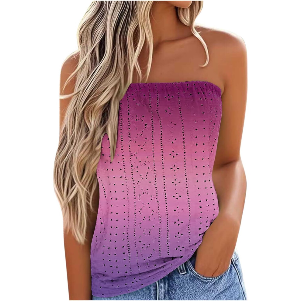 (Xxl, 004* ) Vest For Women Promotion Boho Tops Strapless Bandeau Tank Tops Summer Casual Sleeveless Tube Shirt Blouse Tanks Summer Tank Tops Ca Purple
